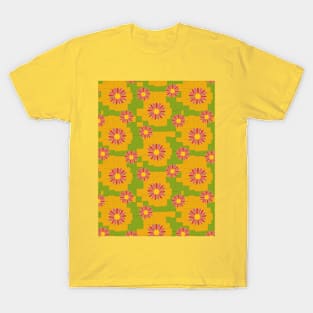 Flowers on Yellow and Green T-Shirt